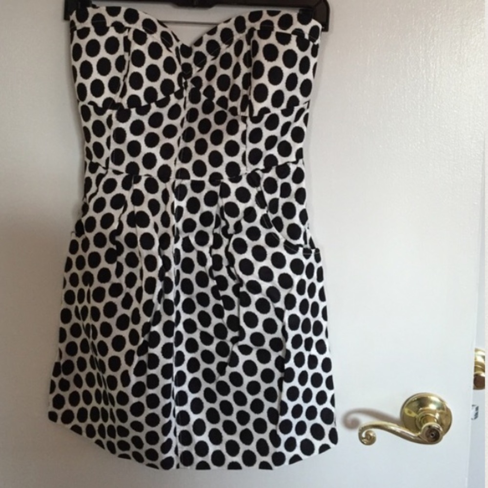 Polka Dot Strapless Mini Bustier Corset Pocket Dress